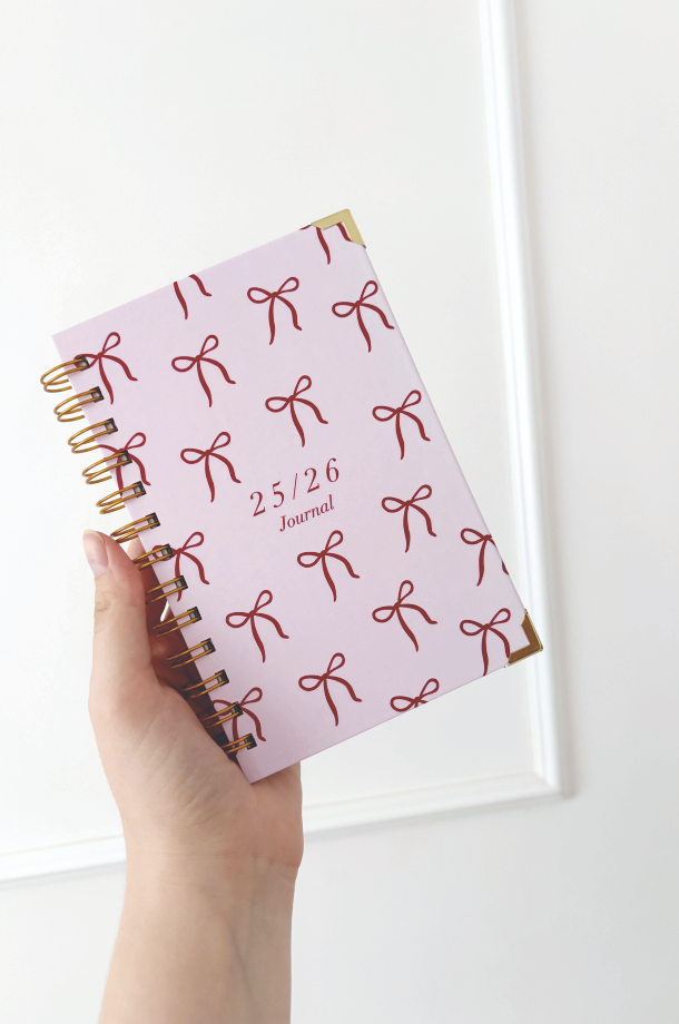 72/PINK BOWS/PLANER A5 (155x220) - zlatni kutovi